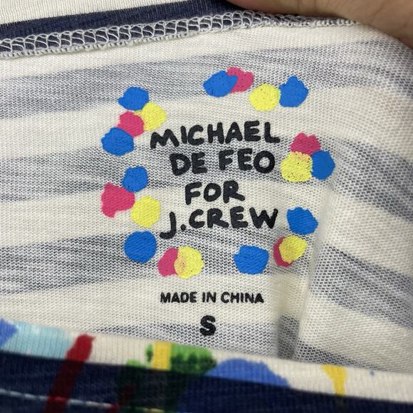 Michael De Feo J Crew Oversized Small Top Multicolor Wearable Art Blouse Striped - Picture 3 of 5